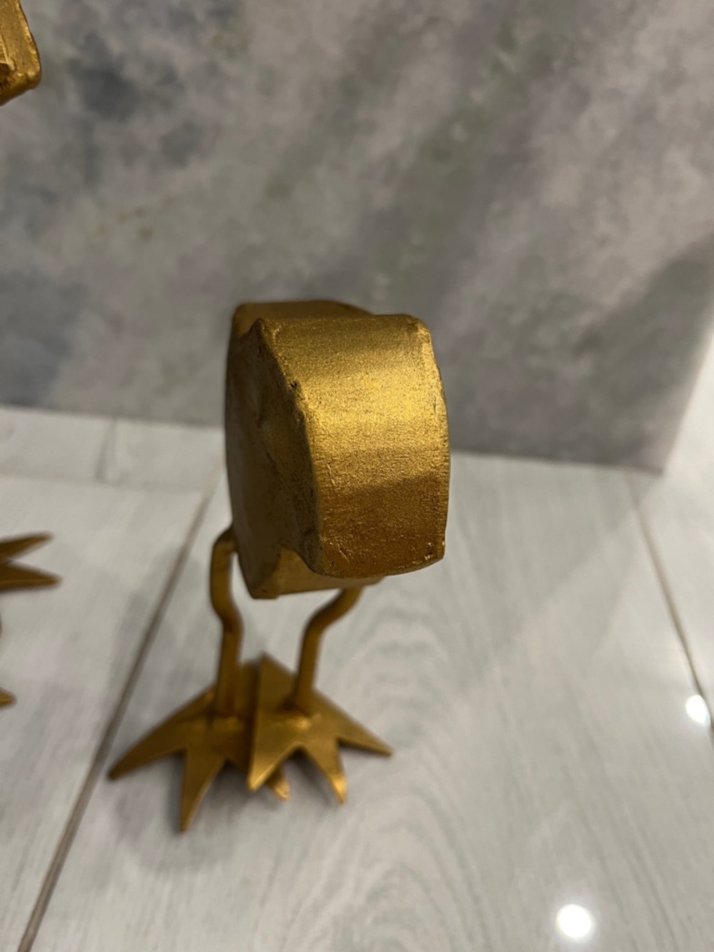 Gold Metal Bird Set - Trio of Decorative Gilded Sculptures - Picture 3 of 13